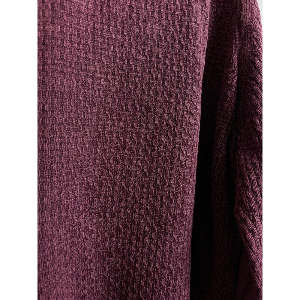 Tommy Bahama Mens XXL Burgundy Waffle Knit Quarter Zip Sweater Elbow Patches - Picture 9 of 10